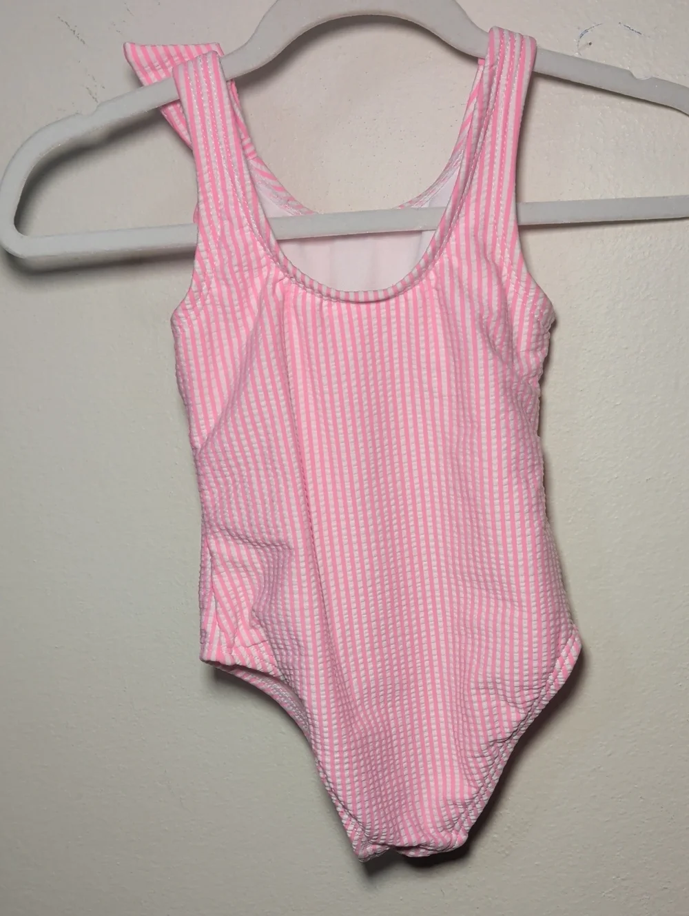 Cat & Jack Pink + White Striped One-Piece Swimsuit Bow Shoulder Baby Girl 18M
